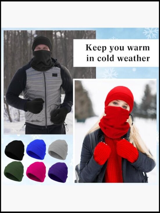 96-Piece Winter Beanie Hat Gloves Scarf Set Bulk Knit Skull Cap Fleece Neck main image 6